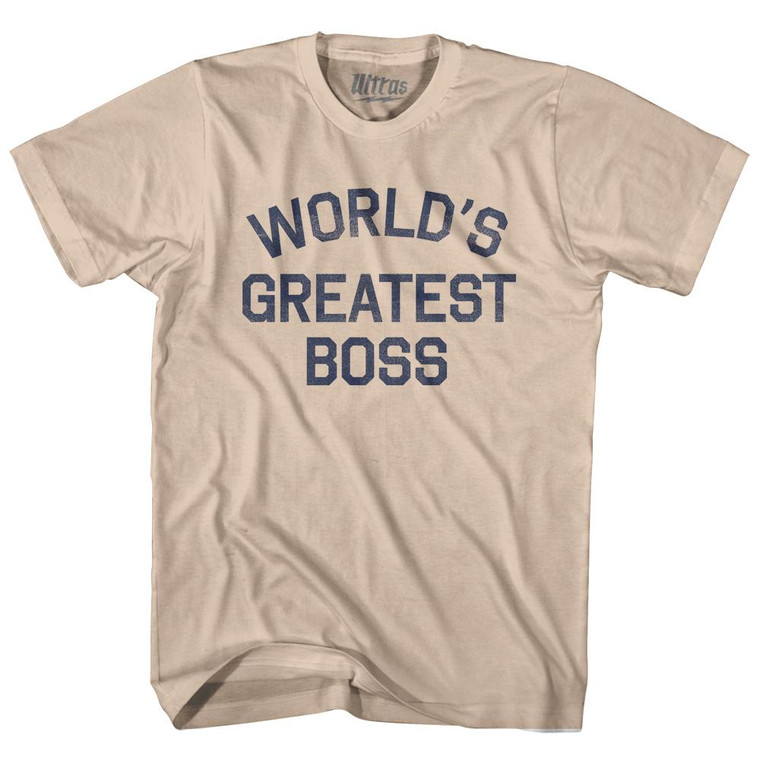 World's Greatest Boss Adult Cotton T-Shirt - Creme