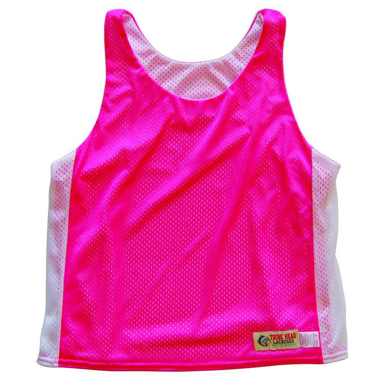 Womens Neon Pink and White Racerback Pinnie Made in USA - Neon Pink/White