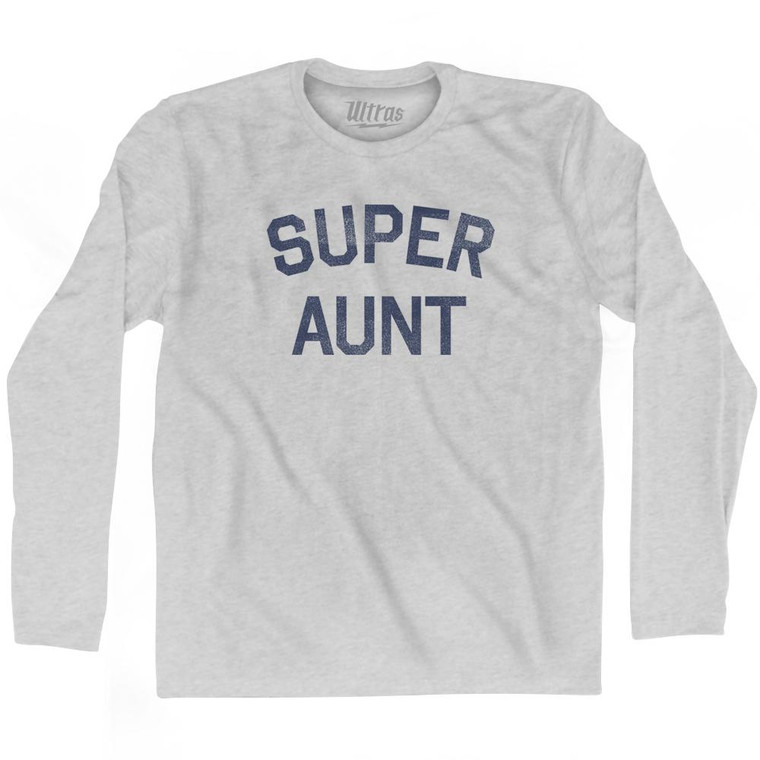 Super Aunt Adult Cotton Long Sleeve T-Shirt - Grey Heather