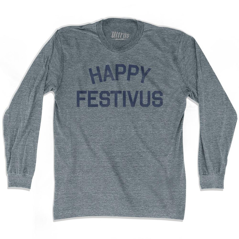 Happy Festivus Adult Tri-Blend Long Sleeve T-Shirt - Athletic Grey