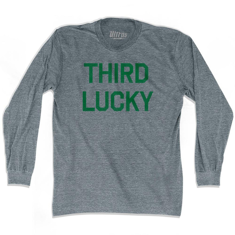 Third Lucky Adult Tri-Blend Long Sleeve T-Shirt - Athletic Grey