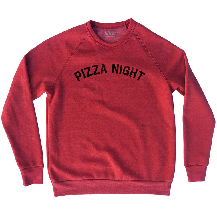 Pizza Night Adult Tri-Blend Sweatshirt - Red Heather