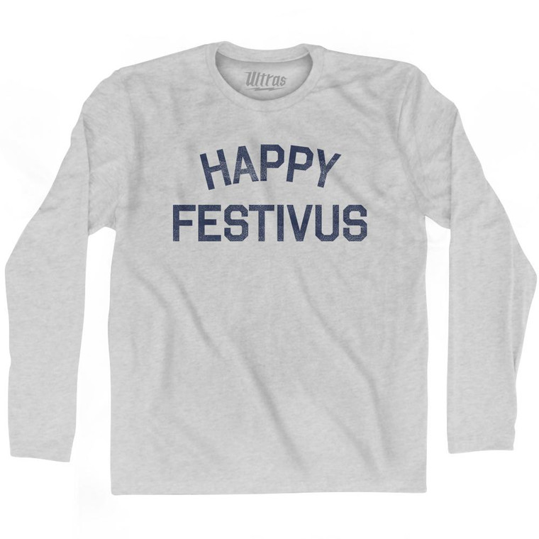 Happy Festivus Adult Cotton Long Sleeve T-Shirt - Grey Heather