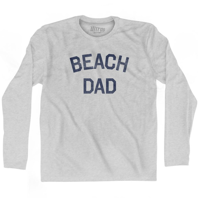 Beach Dad Adult Cotton Long Sleeve T-Shirt - Grey Heather