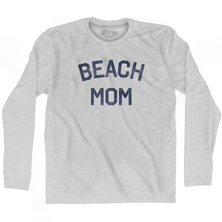 Beach Mom Adult Cotton Long Sleeve T-Shirt - Grey Heather