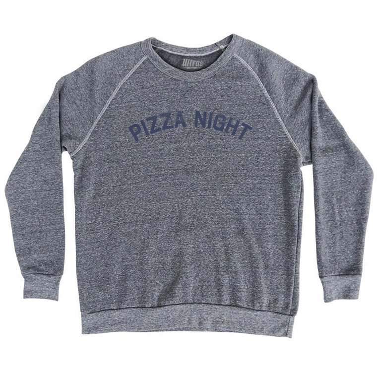 Pizza Night Adult Tri-Blend Sweatshirt - Athletic Grey