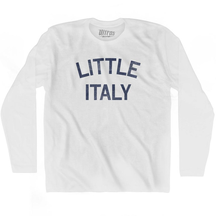 Little Italy Adult Cotton Long Sleeve T-Shirt - White