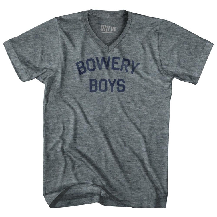 Bowery Boys Adult Tri-Blend V-Neck T-Shirt - Athletic Grey