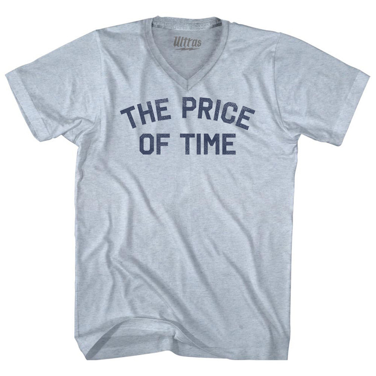 The Price of Time Adult Tri-Blend V-neck T-shirt - Athletic White
