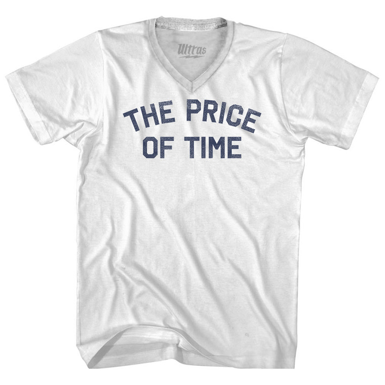 The Price of Time Adult Tri-Blend V-neck T-shirt - White