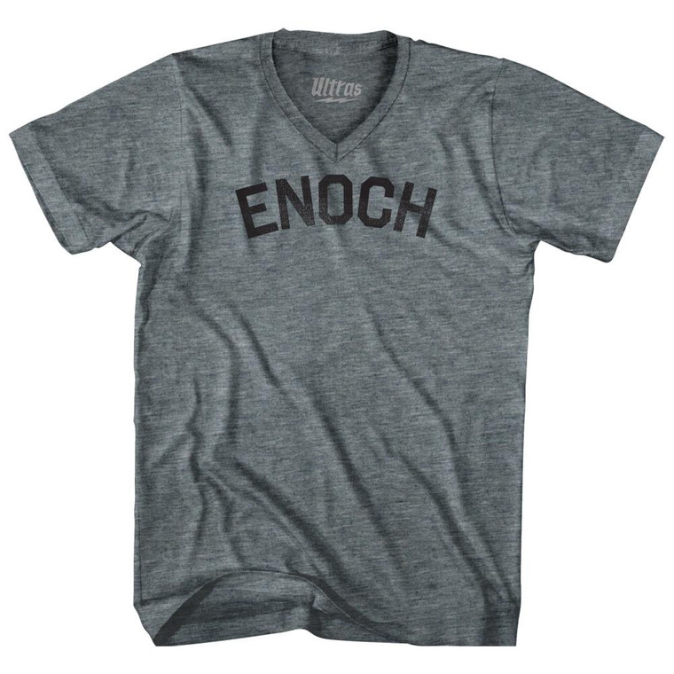 Enoch Tri-Blend V-Neck Womens Junior Cut T-Shirt - Athletic Grey