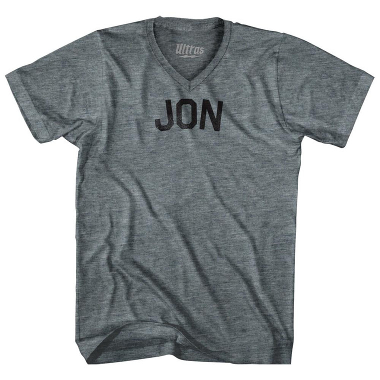 Jon Tri-Blend V-Neck Womens Junior Cut T-Shirt - Athletic Grey