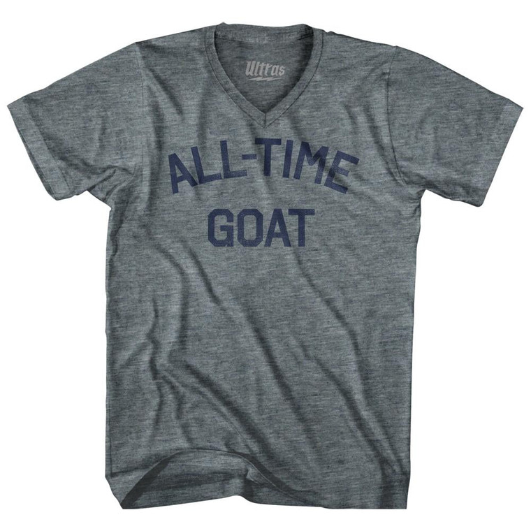 All Time G.O.A.T (GOAT) Adult Tri-Blend V-neck Womens Junior Cut T-shirt - Athletic Grey