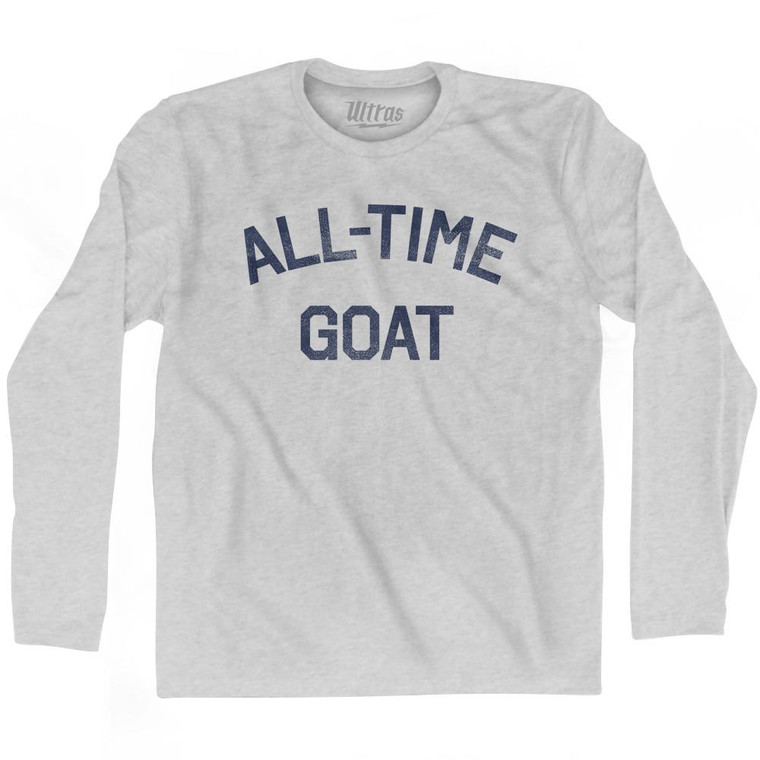 All Time G.O.A.T (GOAT) Adult Cotton Long Sleeve T-Shirt - Grey Heather