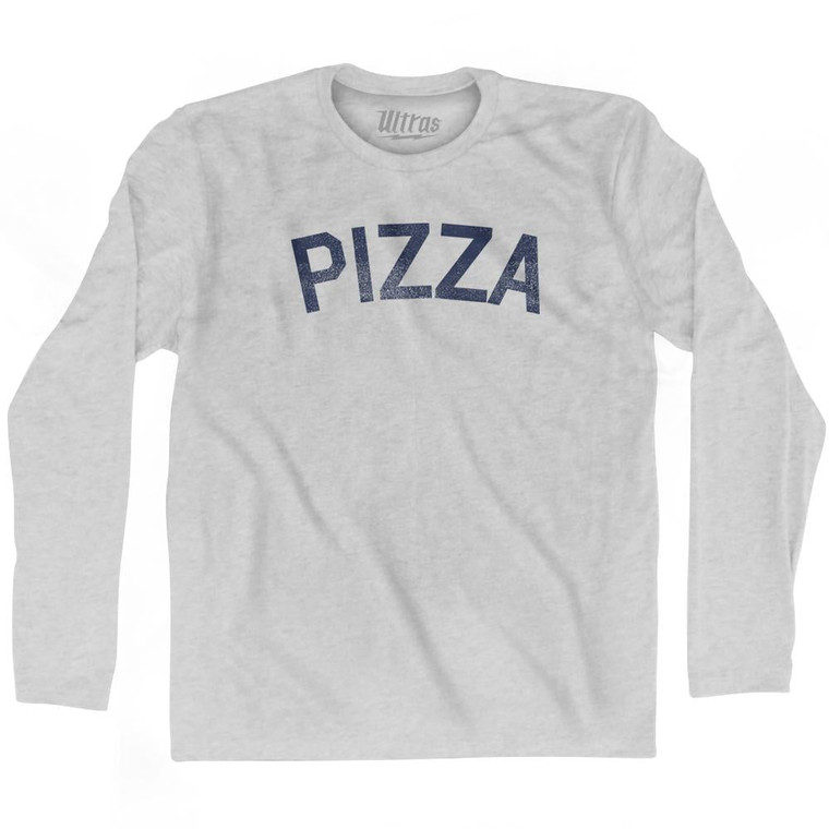 Pizza Adult Cotton Long Sleeve T-Shirt - Grey Heather