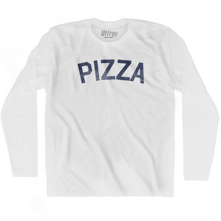 Pizza Adult Cotton Long Sleeve T-shirt - White