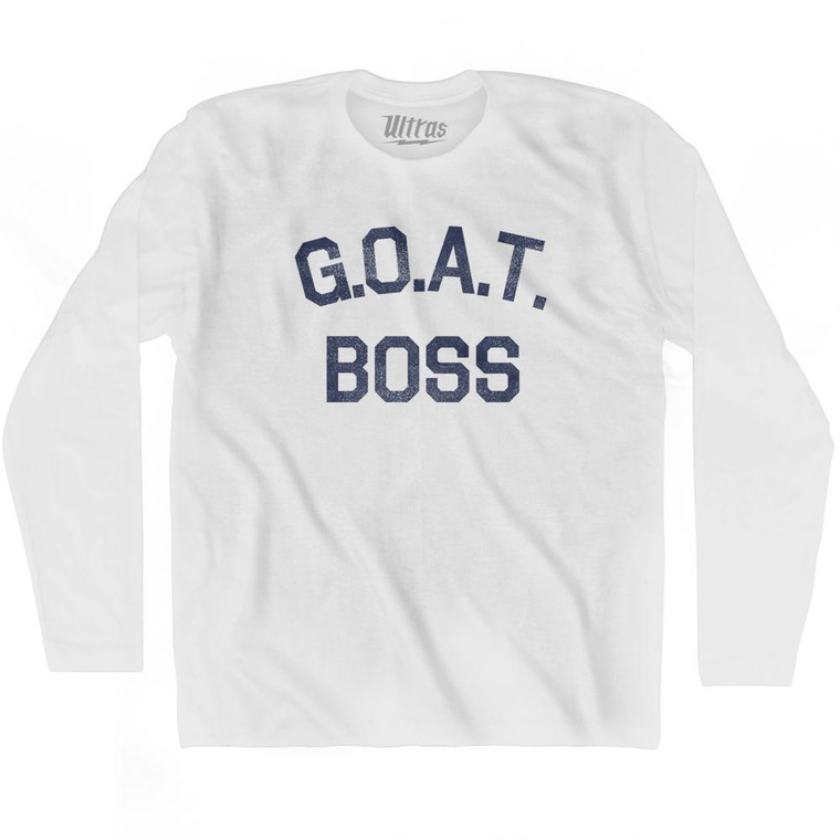 G.O.A.T (GOAT) Boss Adult Cotton Long Sleeve T-shirt - White