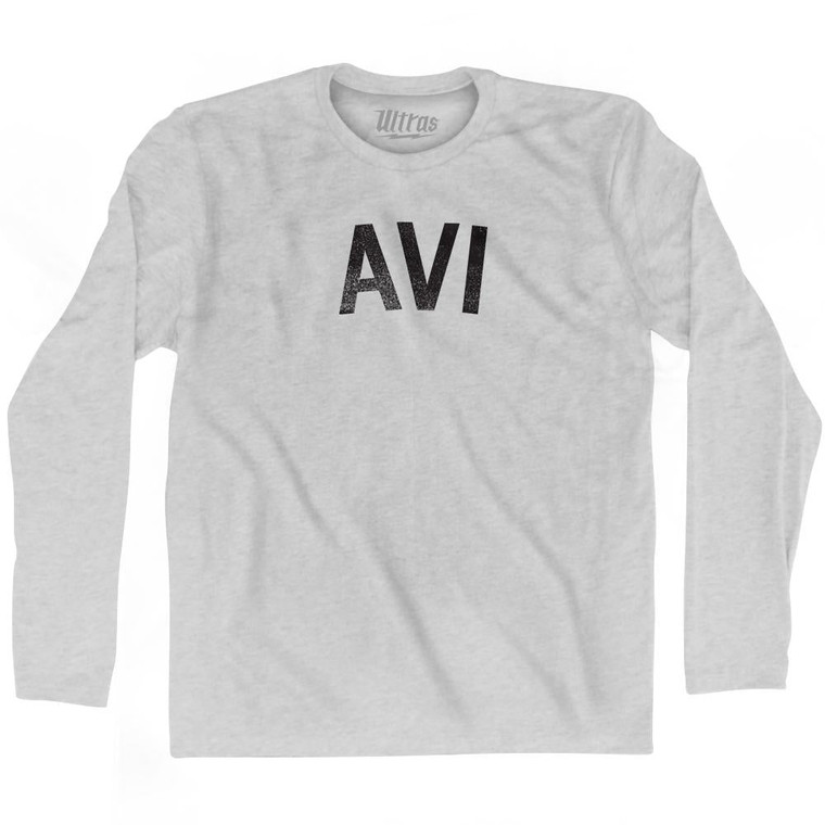 Avi Adult Cotton Long Sleeve T-Shirt - Grey Heather