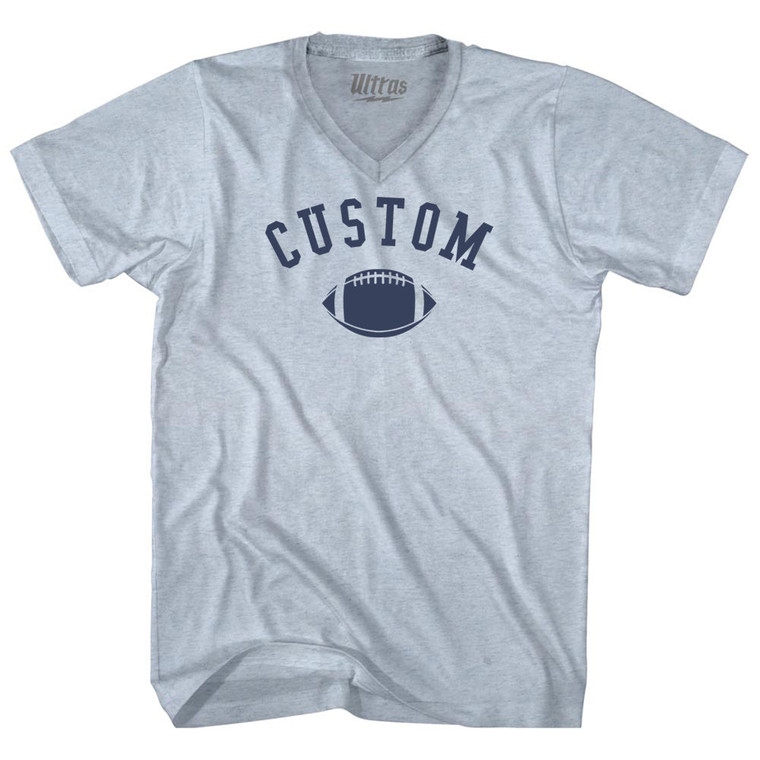 Custom Football Adult Tri-Blend V-neck T-shirt - Athletic White