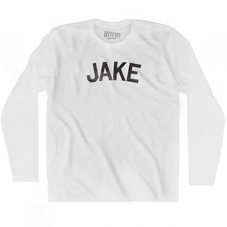 Jake Adult Cotton Long Sleeve T-shirt - White