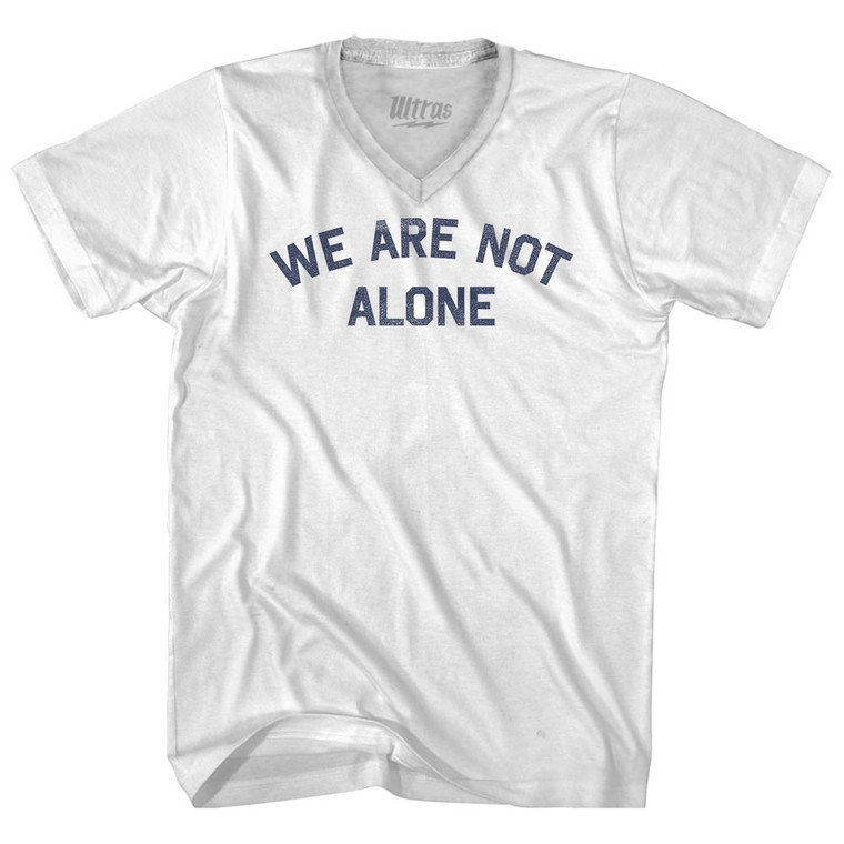 We Are Not Alone Adult Tri-Blend V-neck T-shirt - White