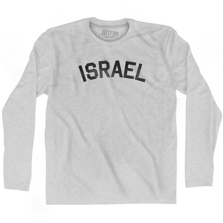 Israel Adult Cotton Long Sleeve T-Shirt - Grey Heather