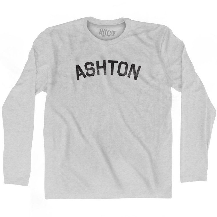 Ashton Adult Cotton Long Sleeve T-Shirt - Grey Heather