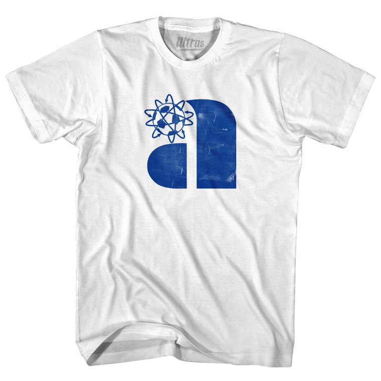 Atoms Blue Logo Womens Cotton Junior Cut T-Shirt - White