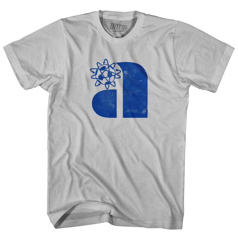 Atoms Blue Logo Adult Cotton T-Shirt - Cool Grey