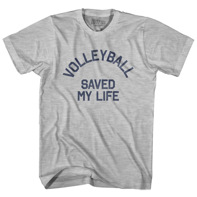 Volleyball Saved My Life Adult Cotton T-Shirt - Grey Heather