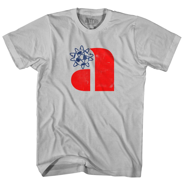 Philadelphia Atoms Red A and Blue Soccer Ball Logo Adult Cotton T-Shirt - Cool Grey