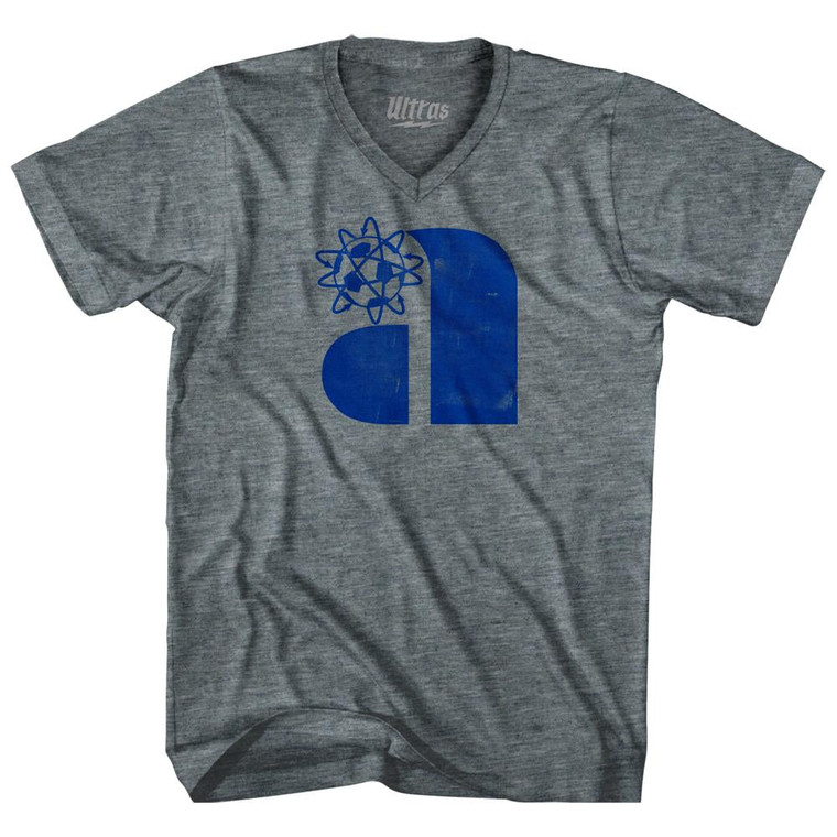 Atoms Blue Logo Adult Tri-Blend V-Neck Womens Junior Cut T-Shirt - Athletic Grey