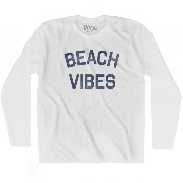 Beach Vibes Adult Cotton Long Sleeve T-Shirt - White