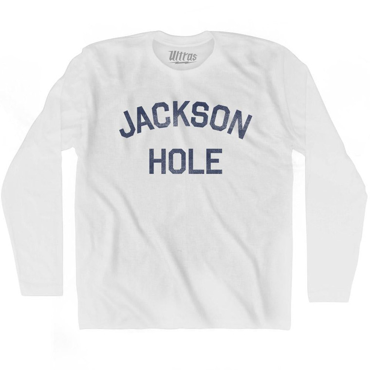 Jackson Hole Adult Cotton Long Sleeve T-Shirt - White