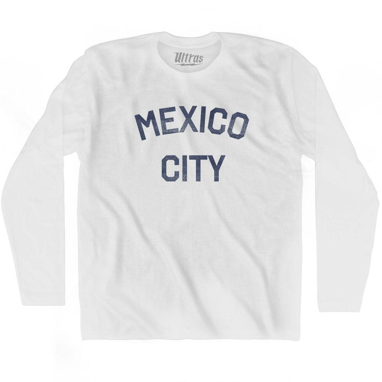 Mexico Adult Cotton Long Sleeve T-Shirt - White