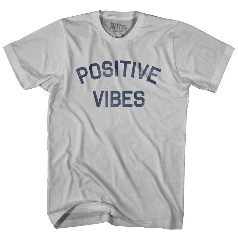 Positive Vibes Adult Cotton T-Shirt - Cool Grey
