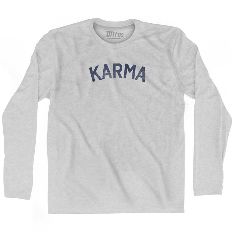 Karma Adult Cotton Long Sleeve T-Shirt - Grey Heather