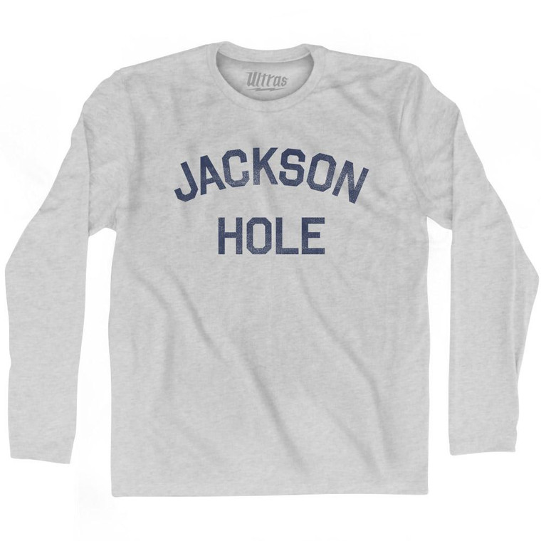 Jackson Hole Adult Cotton Long Sleeve T-Shirt - Grey Heather