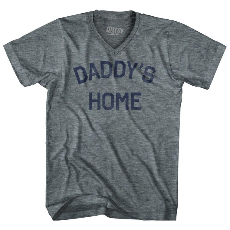 Daddy's Home Adult Tri-Blend V-Neck Womens Junior Cut T-Shirt - Athletic Grey