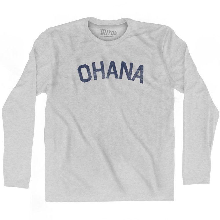 Ohana Hawaiian Family Hawaii Adult Cotton Long Sleeve T-Shirt - Grey Heather