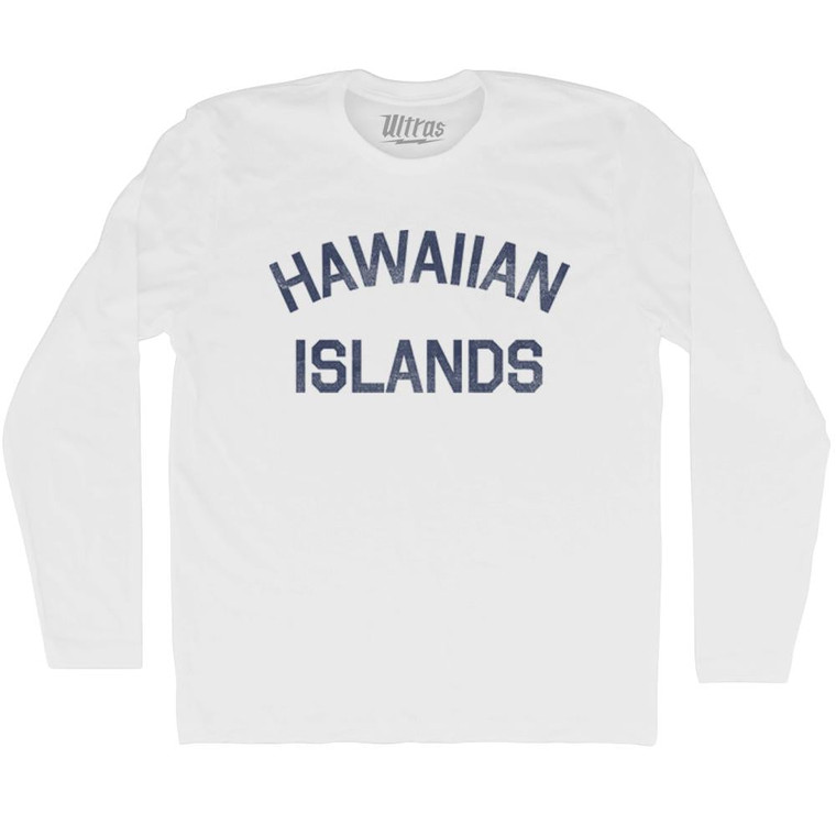 Hawaiian Islands Adult Cotton Long Sleeve T-shirt - White