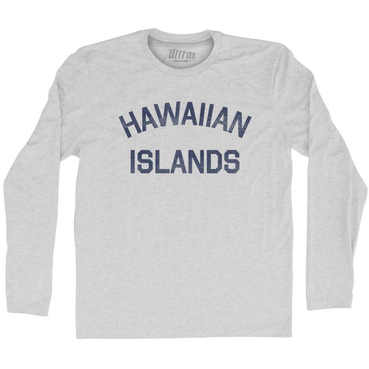 Hawaiian Islands Adult Cotton Long Sleeve T-Shirt - Grey Heather