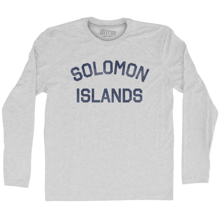 Solomon Islands Adult Cotton Long Sleeve T-Shirt - Grey Heather