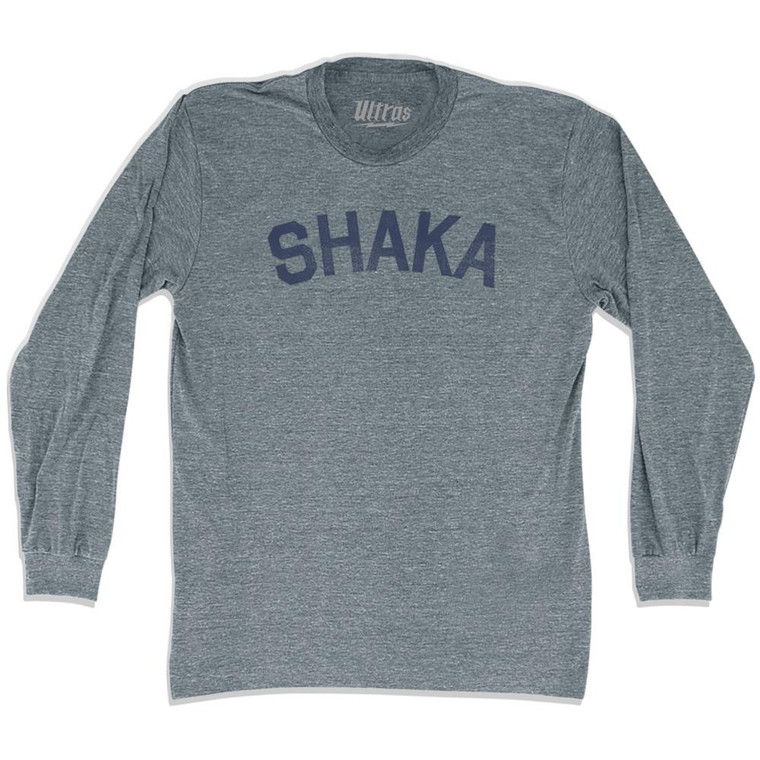 Shaka Hawaii Adult Tri-Blend Long Sleeve T-shirt - Athletic Grey