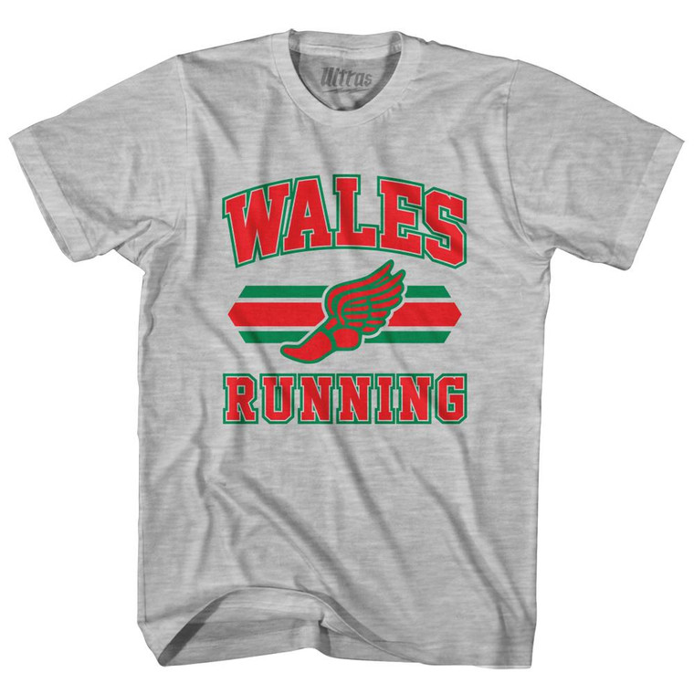 Wales 90's Running Team Cotton Adult T-Shirt - Grey Heather