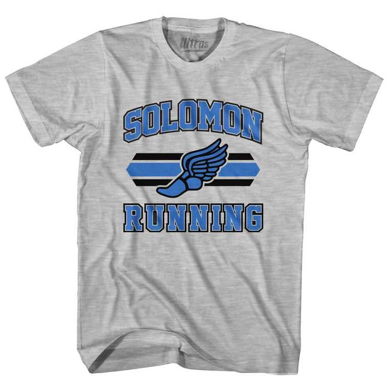 Solomon Islands 90's Running Team Cotton Youth T-Shirt - Grey Heather