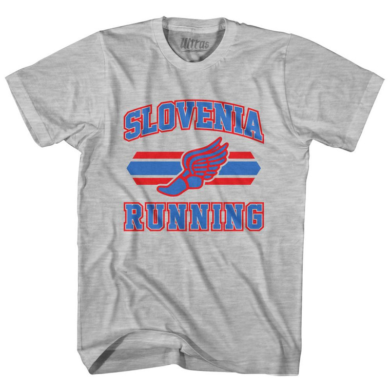 Slovenia 90's Running Team Cotton Adult T-Shirt - Grey Heather