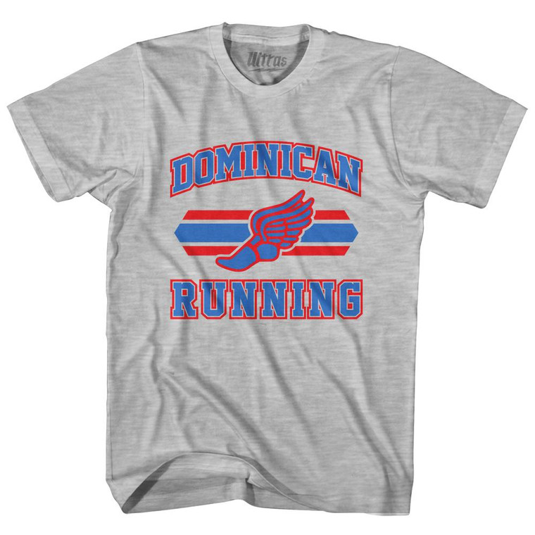 Dominican Republic 90's Running Team Cotton Adult T-Shirt - Grey Heather