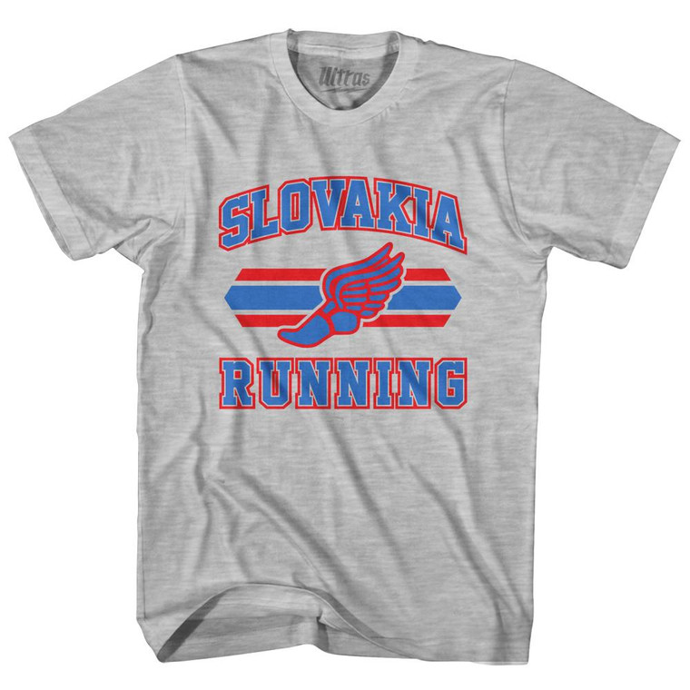 Slovakia 90's Running Team Cotton Adult T-Shirt - Grey Heather