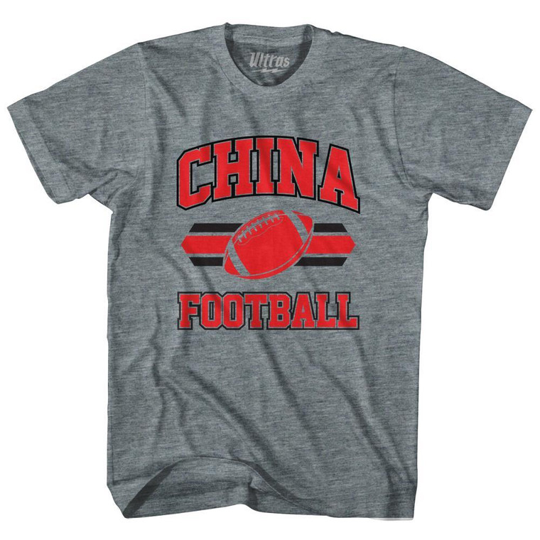 China 90's Football Team Adult Tri-Blend - Athletic Grey